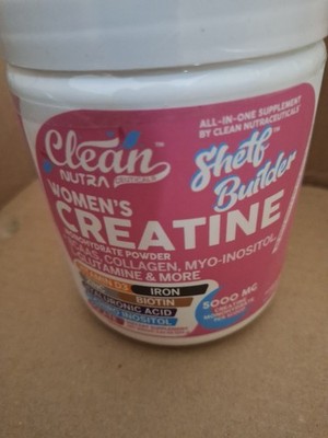 Women s Creatine Powder w/ BCAAs, Collagen, Inositol   Clean Nutra Shelf Builder