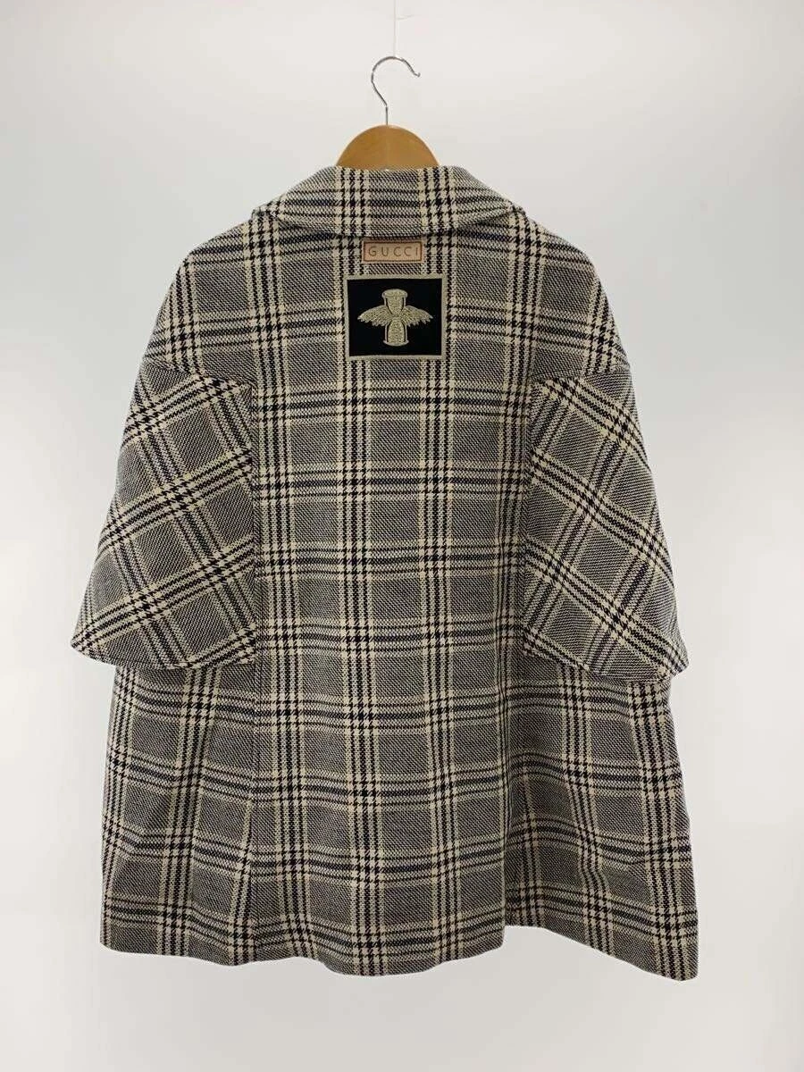 GUCCI Altro Poncho Cappotto 38 Lana Navy Check 608841
