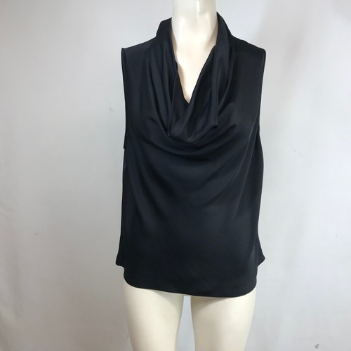 Babaton Aritzia Lex Blouse Black Cowl Neck Sleeveless Satin Top Medium 103918