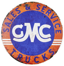 Gmc Trucks 30 Round Metal Sign Vintage Inspired Garage Man Cave Wall Decor
