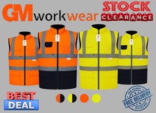 GM Workwear Hi Vis wasserdichte Fleece-gefütterte wendbare Bodywarmer Sicherheitsweste UK