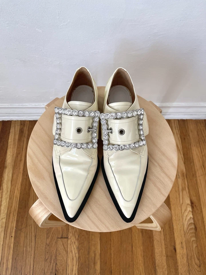 Maison Margiela Patent Leather Crystal Embellished Buckle Shoes Size 39 Womens - Image 2 of 4