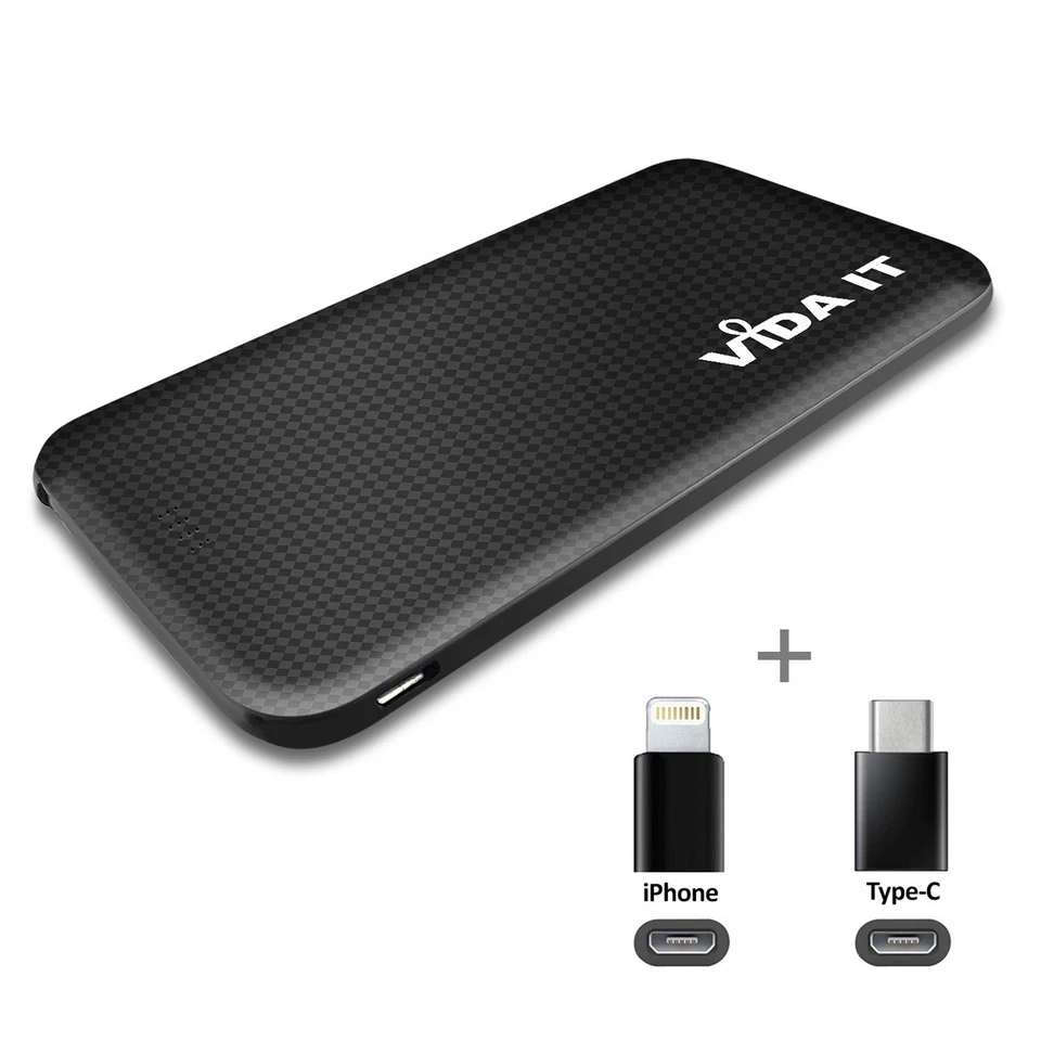 Dual USB Zusatzakku Powerbank Externer Akku Ladegerät LED mit Integriertes Kabel - Bild 3 von 4