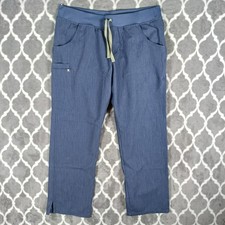 Figs Kade Cargo Scrub Pants Women Large Blue Straight Leg Medical Nursing T21004