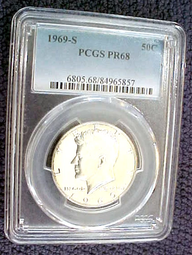 1969-S KENNEDY HALF DOLLAR...PCGS PR68.....MIN. BID .01 & NO RESERVE!