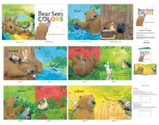 Elizabeth's Studio ~ Bear Sees Colors Nature ~ 100% Cotton Fabric Book Panel
