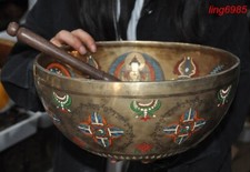 Tibet Buddhism bronze painted Tara Kwan-Yin GuanYin Buddhist music bowl bowls