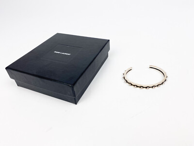 SAINT LAURENT PARIS Silver Cuff Bracelet Studs Large 925 | eBay