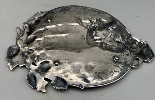 Rare WMF 1900 Set of ART NOUVEAU PEWTER CARD TRAY Rooster Boy Cherry Girl - 333 - Picture 9 of 22