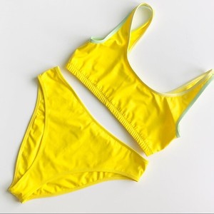 yellow tube top swimsuit
