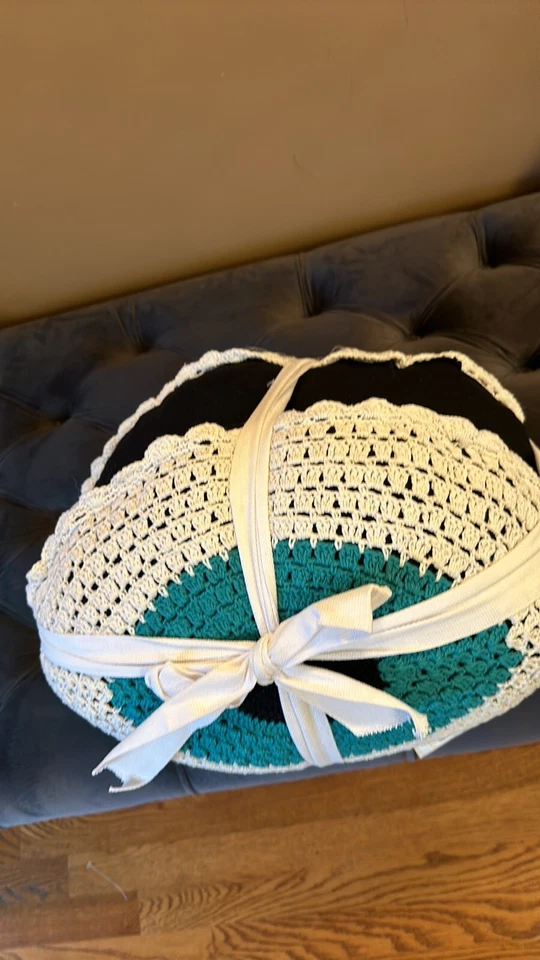 Juego de 2 pares de almohadas de lujo de punto a ganchillo nuevas con etiquetas con forma de mal de ojo decoración Foto 4 de 4