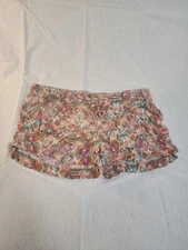 AMERICAN RAG CIE Rayon Pull-on Pink/Brown/Teal DiamondShorts  Womens Sz  Large