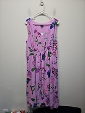 Talbots Tropical Floral Sleeveles Dress Womens Size 14 Fit Flare Lined New