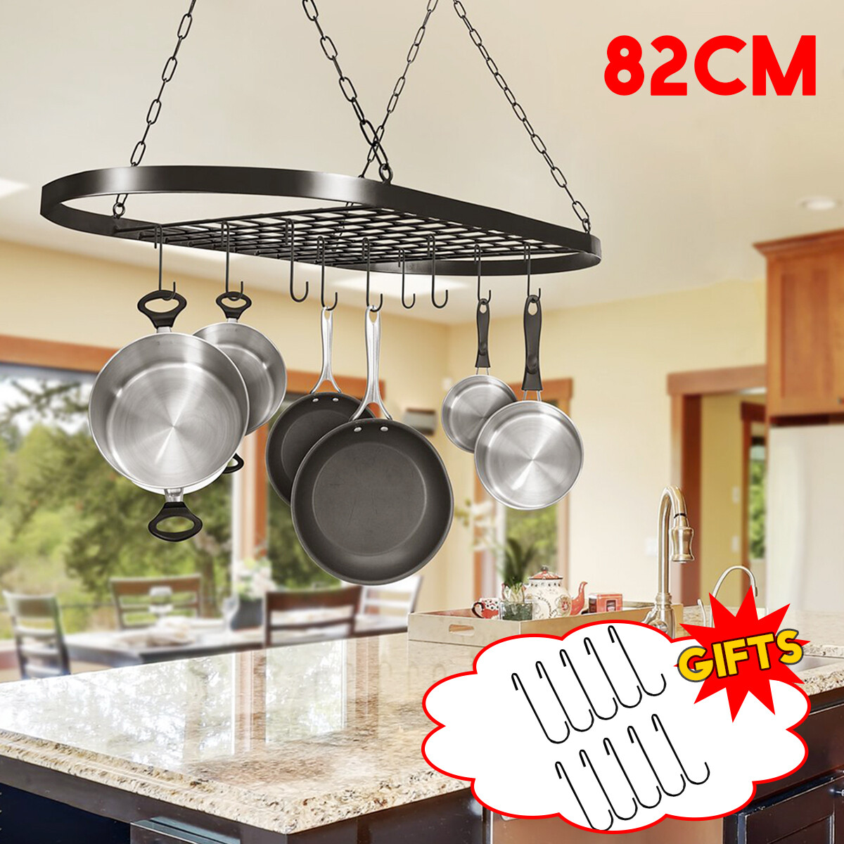 Iron Hanging Pan Hanger Pot Holder Kitchen Storage Utility