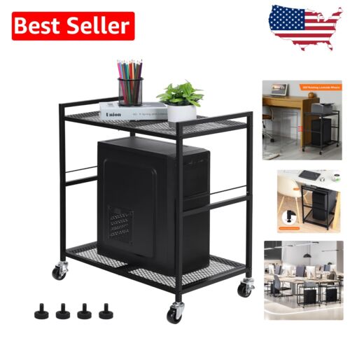 Compact Adjustable Computer Tower Stand with Wheels - Ideal for Home Office