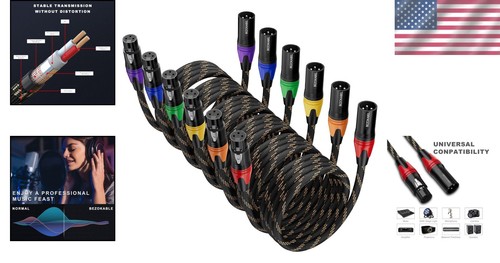 50ft XLR Microphone Cables - 6 Pack Braided, Tangle-Free with High Fidelity - Picture 2 of 9