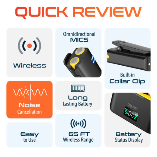 Delton M27 Due Microfoni Lavalier Wireless e Ricevitore USB-C - Nero - Foto 8 di 9