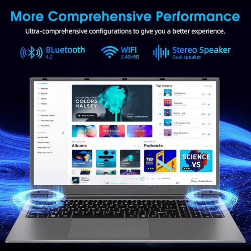 SGIN 17,3 Zoll Laptop Intel Celeron I3-5005U 4GB 128GB 8000mAh Arbeitsspeicher - Bild 2 von 11