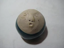 Deva Raku Spirit Shaker Ceremonial Rattle Blue Pottery Egg Face Sculpture