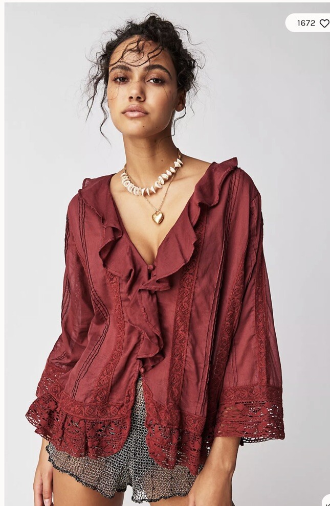 Винтажный викторианский топ Free People Chante с оборками из хлопка, вязаный крючком, с кружевной вставкой, M