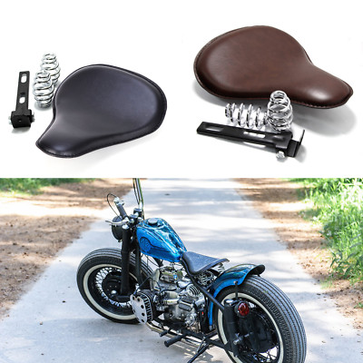 BLACK Brown Soft Leather Motorcycle Solo Seat Spring Fits Harley ...