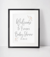 Welcome To Any Name Baby Shower Qualsiasi Colore Formulazione Decorazione Elefante Stampa