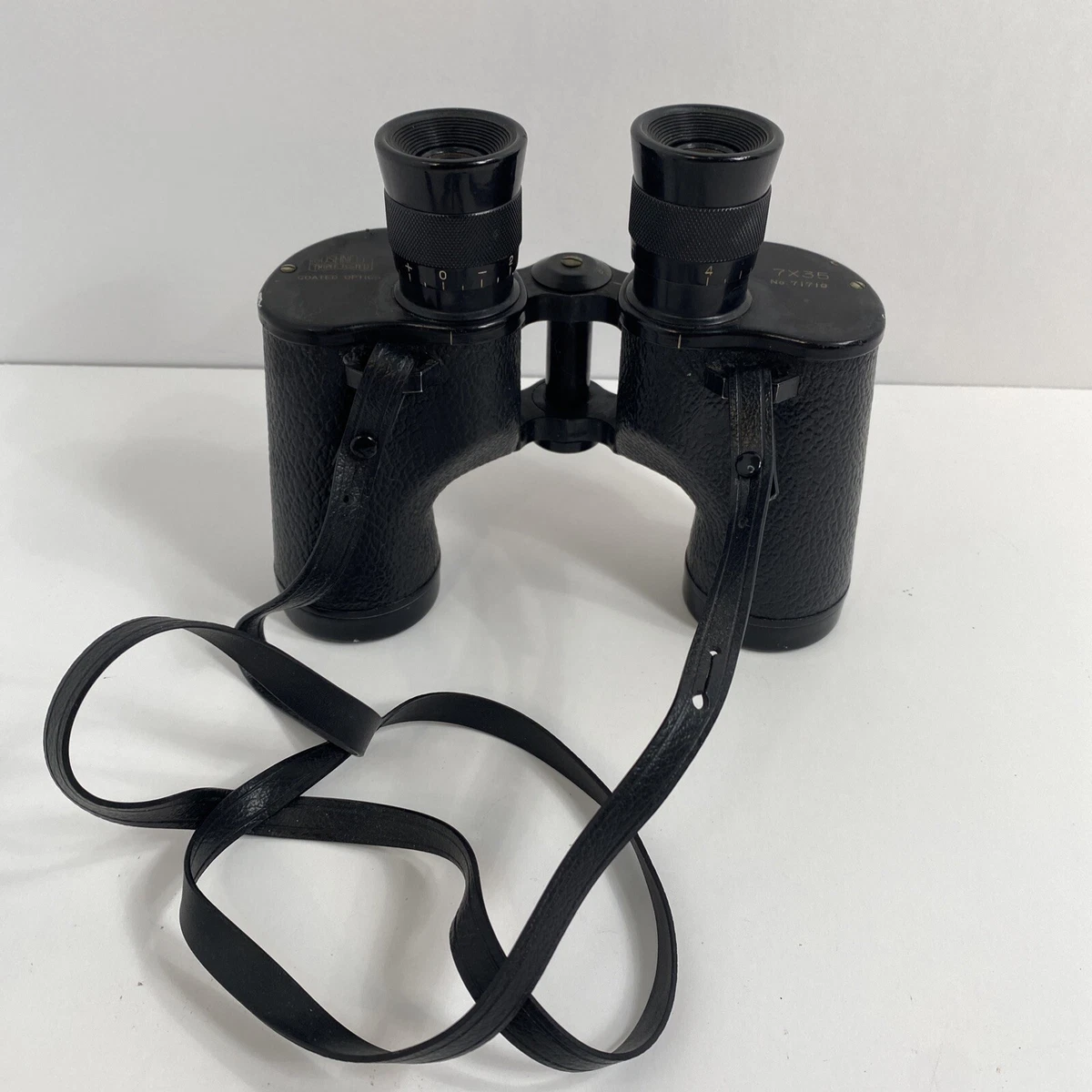 Vtg. Bushnell Black 7x35 Binoculars Triple Tested Coated Optics w Leather strap