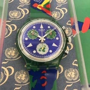 Swatch United Nations UN 50th Anniversary wristwatch with box and battery |  eBay
