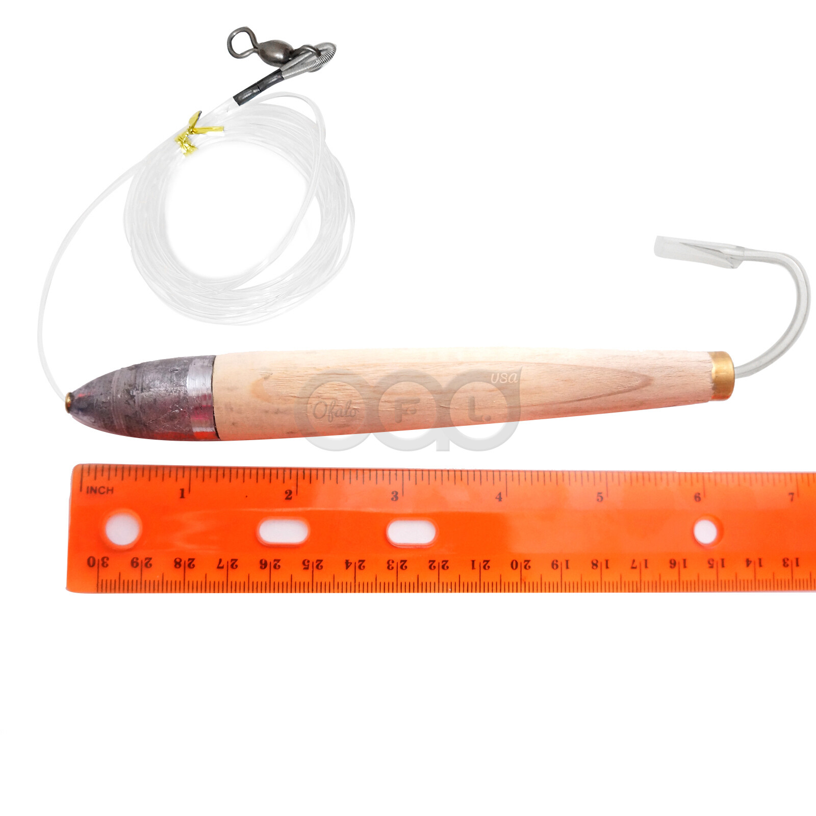 Fishing Cedar Plugs Rig Trolling Wooden Rigged Fish Lure with 10/0 Hook