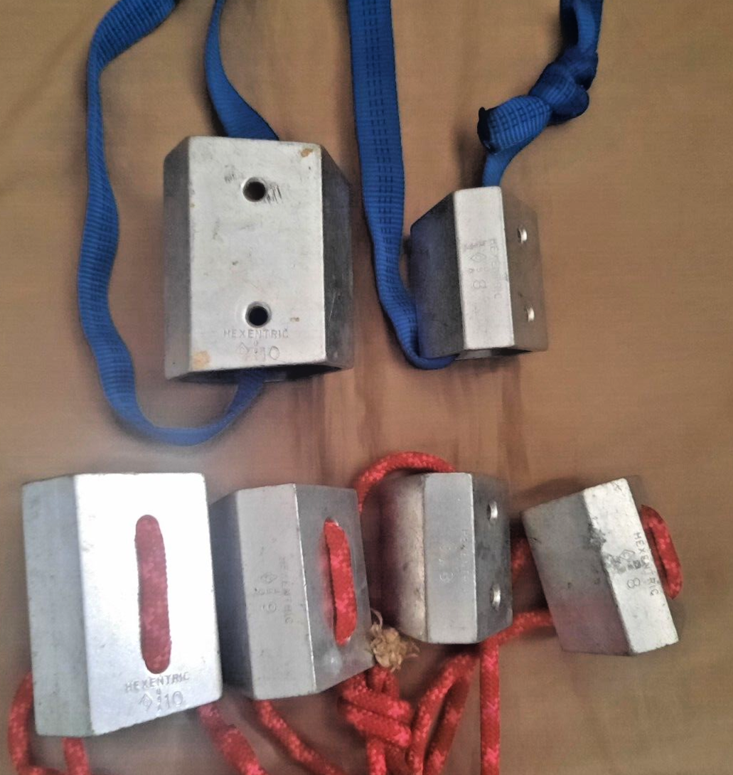 Vintage Rock Climbing Gear Lot Ascenders Carabiners Hexentrics More