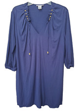 La Blanca Blue Knit Tie-Neck Swim Cover-Up Size Medium