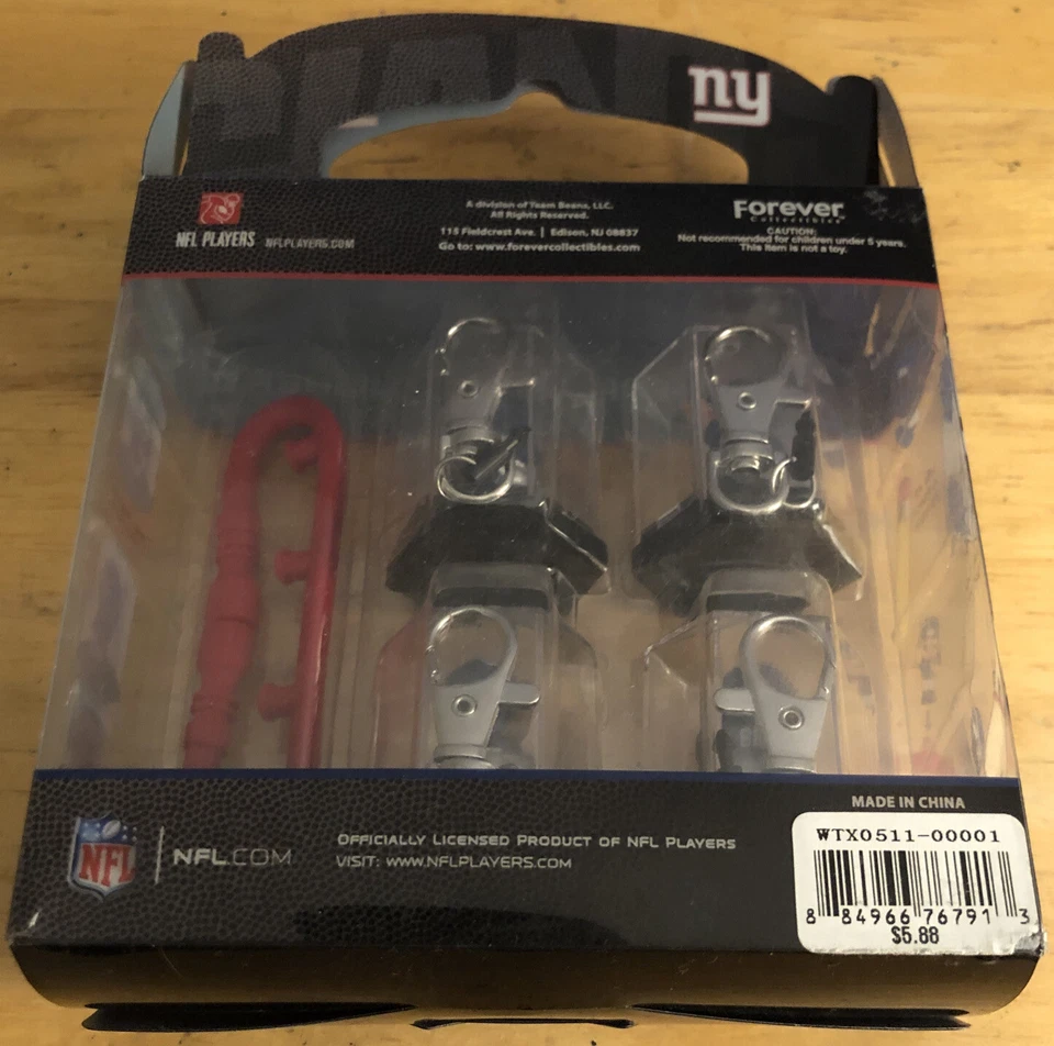 Lote NFL Giants Football Forever Squisherz contém 4 chaveiros jogadores 1 pulseira - Imagem 2 de 2