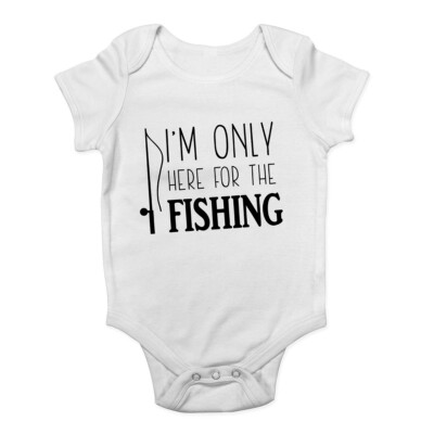 I'm only here for the Fishing Baby Grow Weste Body Jungen Mädchen