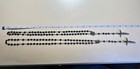 Set Of 2 Vintage  Silver Black Bead Rosary Italy Crucifix free ship — photo 1