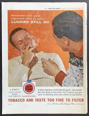 1960 Lucky Strike Cigarettes Vintage Print Ad Artwork