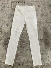 Mother Jeans Women Size 24 The Pixie Ankle Fray White Fairest Of Them All