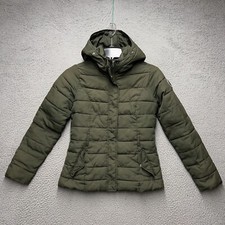 Abercrombie Kids Puffer Jacket Girls XL Green Full Zip Lined Hooded Outdoor