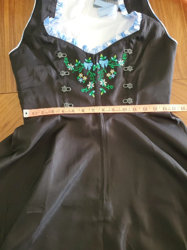 Glory Star Small Dirndl Dress Costume Octoberfest Blue Ribbon & Embroidery NWT - Image 4 of 4