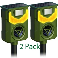 2 Packs Solar Ultrasonic Animal Repellent Dog Cat Skunk Deer Raccoon For Garden