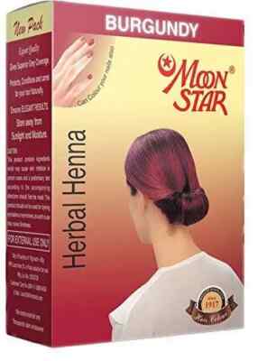 MoonStar  Burgundy Mehndi | Herbal Burgundy Henna Hair Color | 6 sachet of 10gm