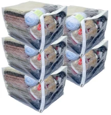 5-Pack Jumbo Heavy Duty Vinyl Zippered Storage Bags (Clear) (15" x 18" x 12")