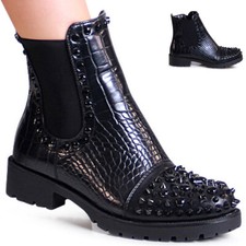 Stivaletti Chelsea Con Plateau Da Donna Con Borchie Trendy