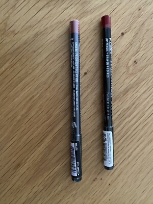 Zwei NYX Prof Make-up Slim Lip Liner Stifte, Farbe: Hot Red & Peach