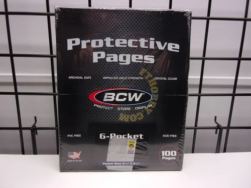 (100) BCW PRO 6-Pocket Page Trading Card Album Pages Sports Photos