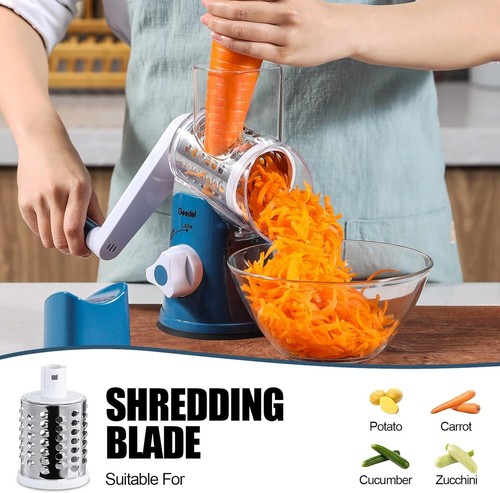 Rotary Cheese Grater w/ 3 Interchangeable Blades, Vegetable Slicer Rotary Grater - Bild 4 von 8