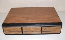 Vintage Retro Teak Effect Stackable Three Drawer 36 Cassette Storage Box EX Cond