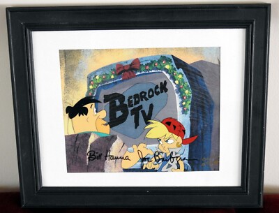 Hanna Barbera sign number COA Cel The Flintstone Family Christmas 1993 FRAMED