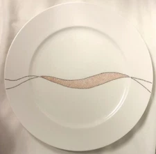 CALVIN KLEIN NOMAD WHITE DINNER PLATE W CENTRAL TRIBAL ABSTRACT DESIGN 11"