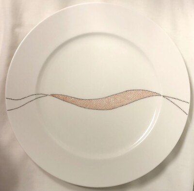 CALVIN KLEIN NOMAD WHITE DINNER PLATE W CENTRAL TRIBAL ABSTRACT DESIGN ...