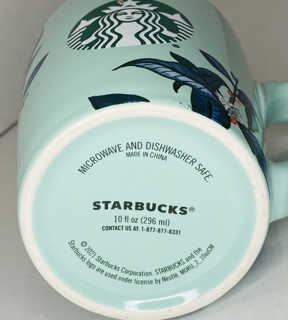Starbucks Mint Green Floral Design With Mermaid&nbsp;Coffee Tea Cup Mug 10oz 2021